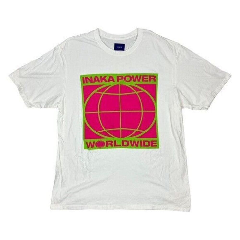 NWOT Inaka Power Worldwide Neon Globe Graphic Print T Shirt Heavyweight Sz S‎